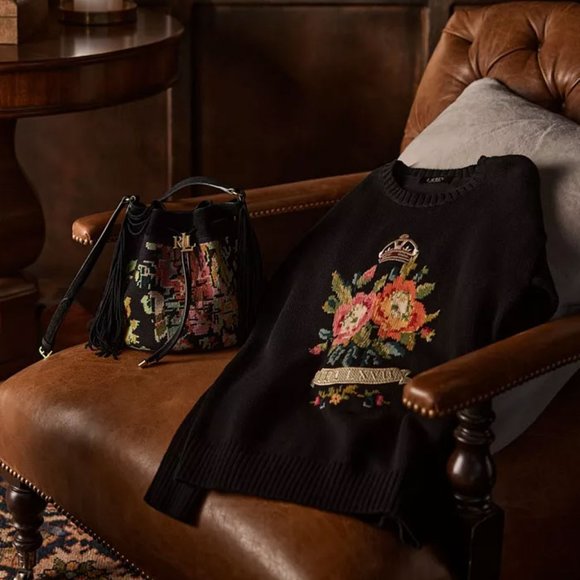 LAUREN RALPH LAUREN Needlepoint Medium Andie Drawstring Bag - Picture 4 of 8